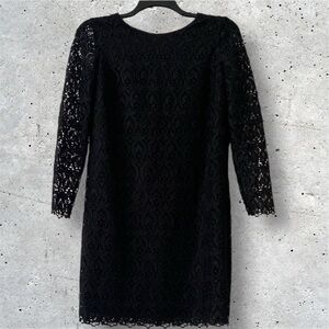 Club Monaco Black Lace Sheath Dress Long Sleeve Crew Neck Size 12